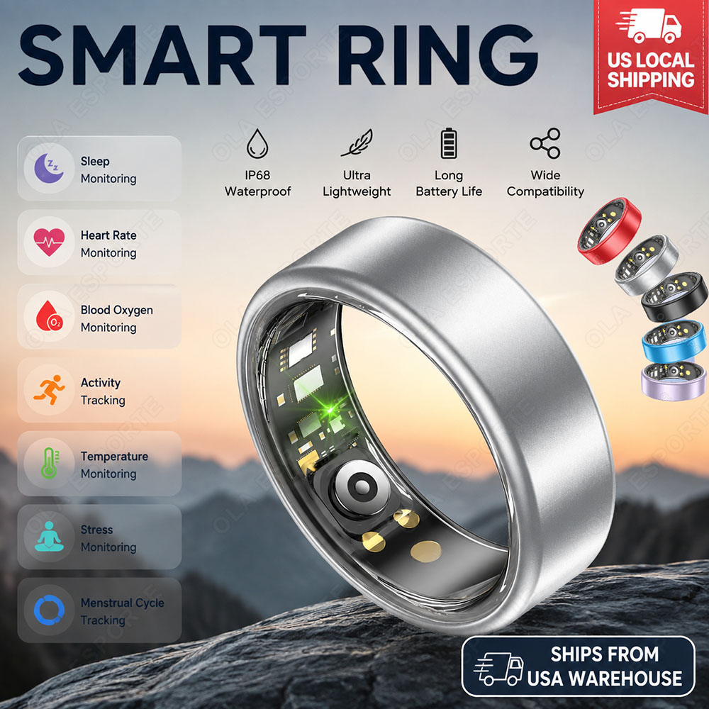 Smart Ring Step Calorie Fitness Monitor - خاتم ذكي للرجال والنساء، يقيس معدل