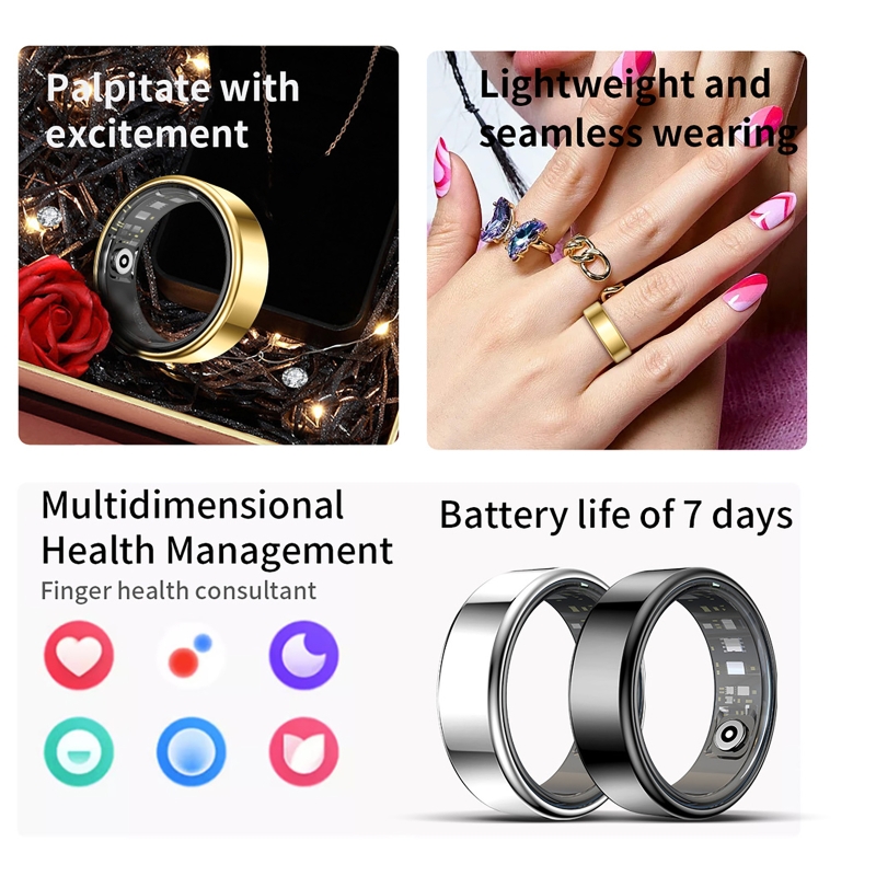 Smart Ring Step Calorie Fitness Monitor - خاتم ذكي لتتبع الصحة، مراقب معدل