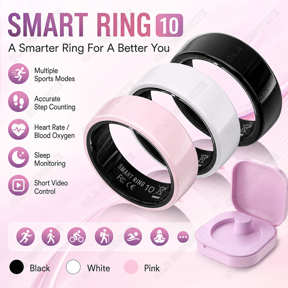 Smart Ring Step Calorie Fitness Monitor - خاتم ذكي سيراميكي جديد لعام 2026،