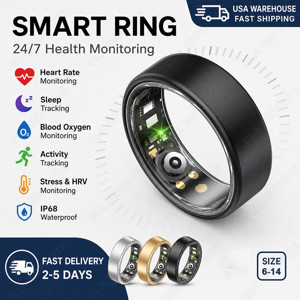 Smart Ring Step Calorie Fitness Monitor - خاتم ذكي 2026 لتتبع الصحة على