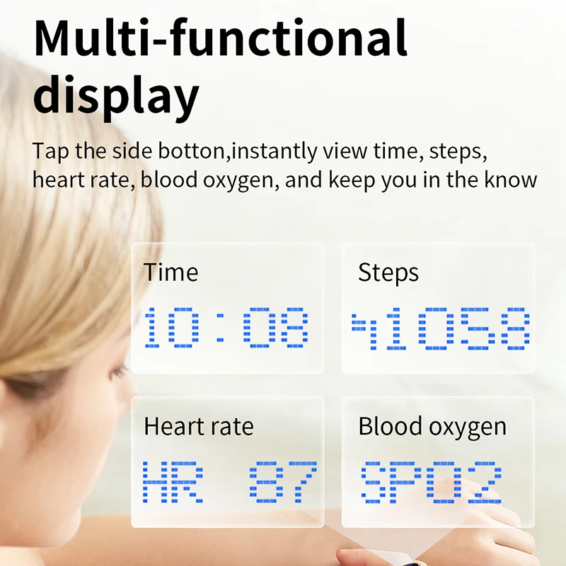 خاتم ذكي جديد بشاشة LED زرقاء  - مراجعة Smart Ring Health Tracker Heart Rate Sleep وسعره
