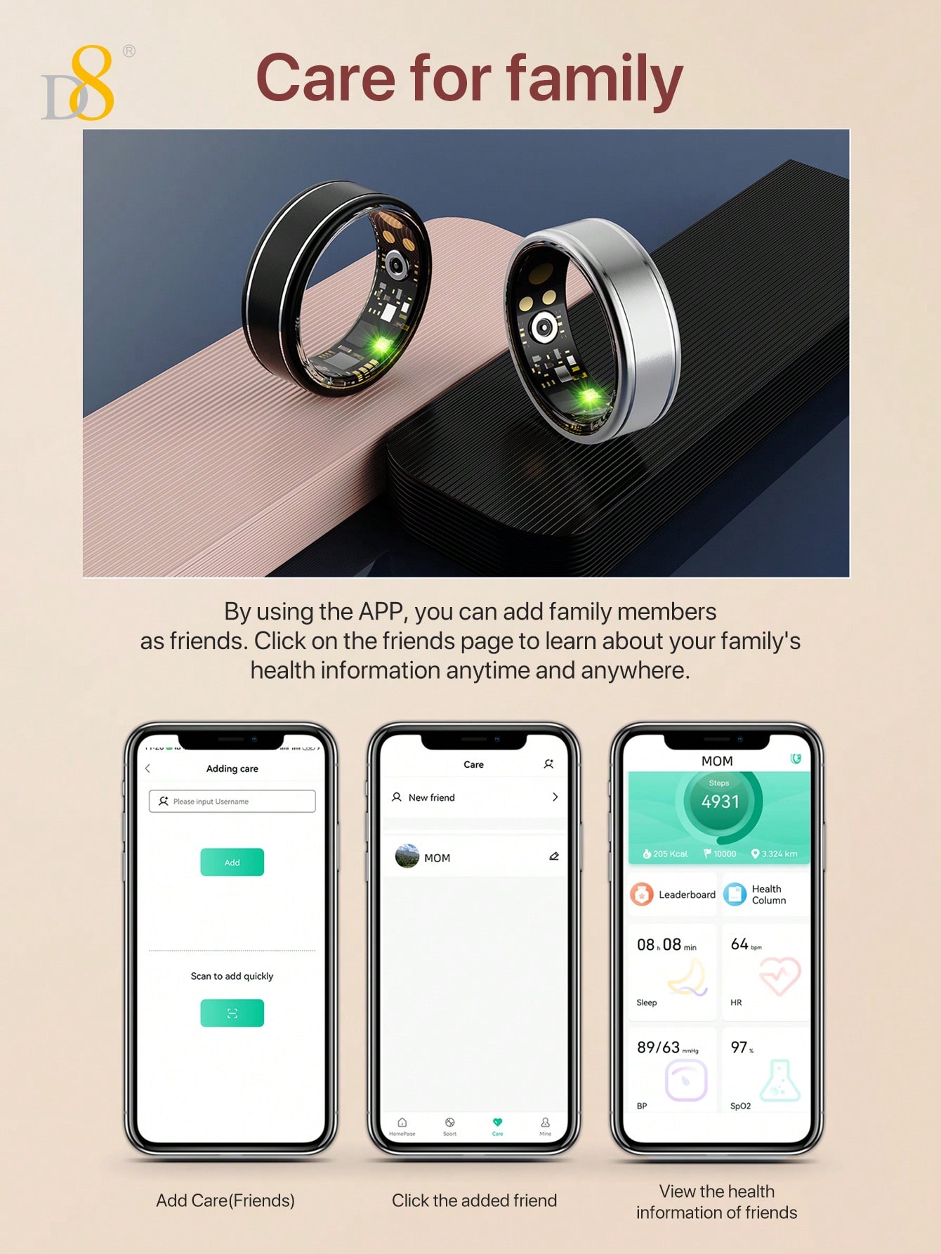خاتم D8 الذكي لتتبع اللياقة ال - مراجعة Smart Ring Step Calorie Fitness Monitor وسعره