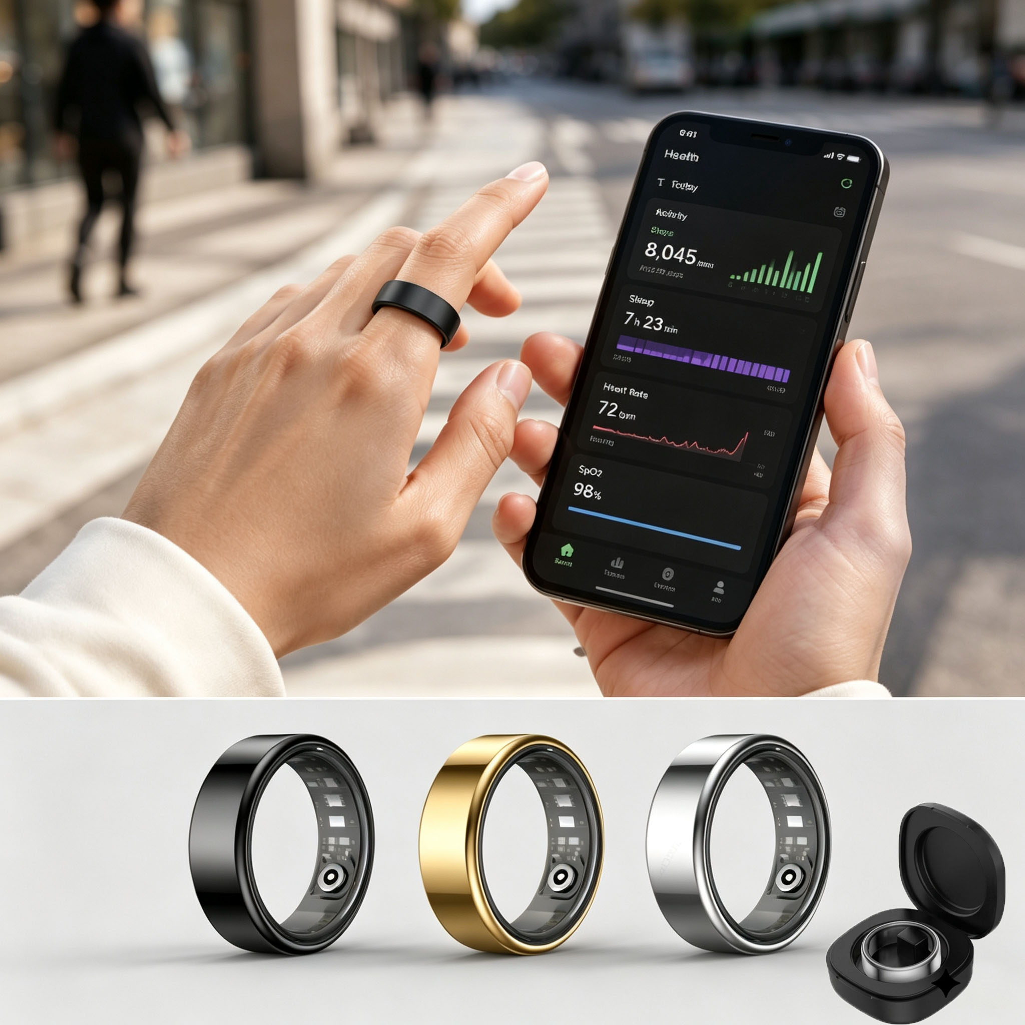 خاتم ذكي لمراقبة معدل ضربات ال - مراجعة Smart Ring Health Tracker Heart Rate Sleep وسعره