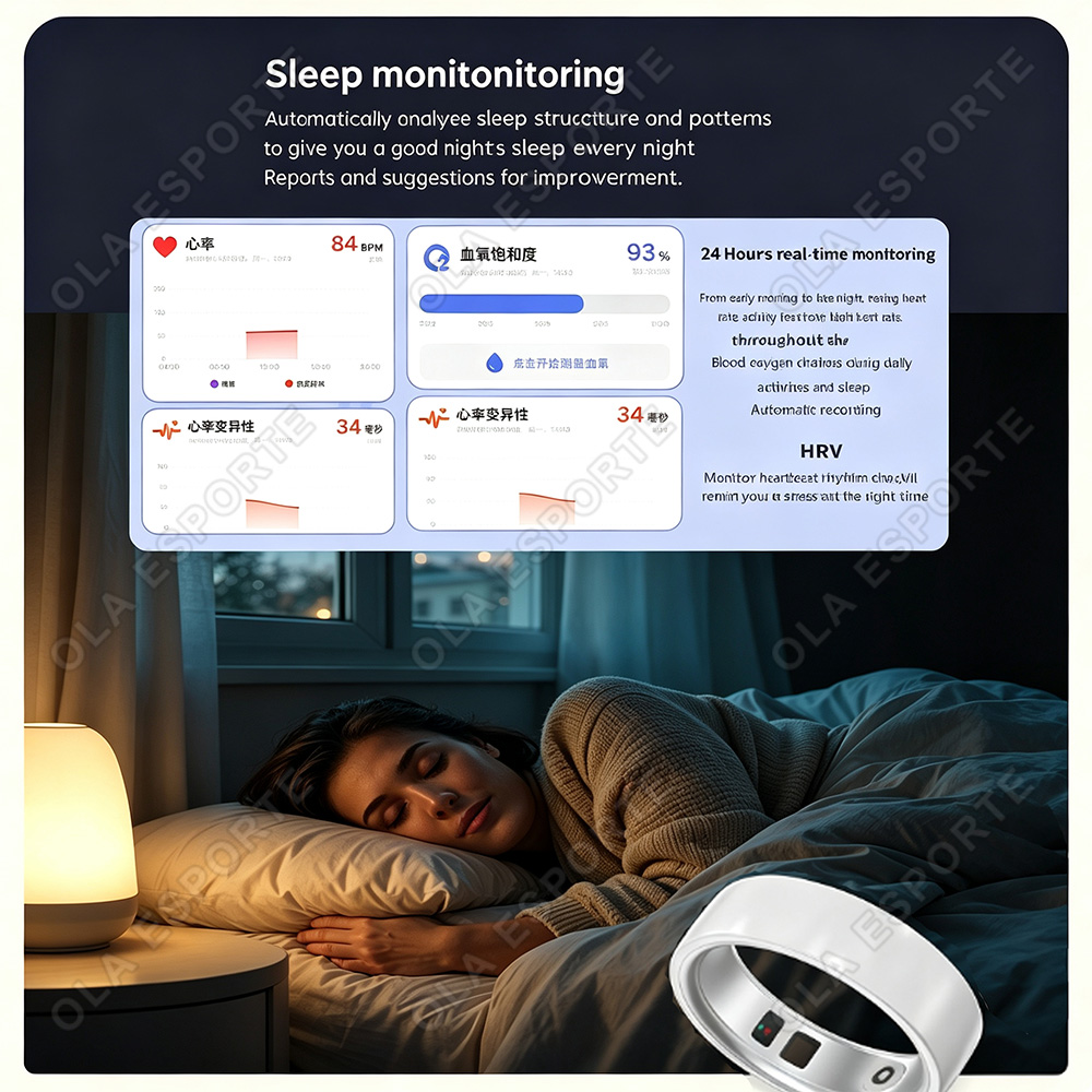 خاتم ذكي من السيراميك لمراقبة  - مراجعة Smart Ring Health Tracker Heart Rate Sleep وسعره