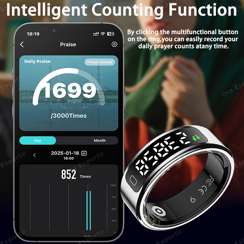 خاتم ذكي جديد مع علبة شحن، مرا - مراجعة Smart Ring Health Tracker Heart Rate Sleep وسعره